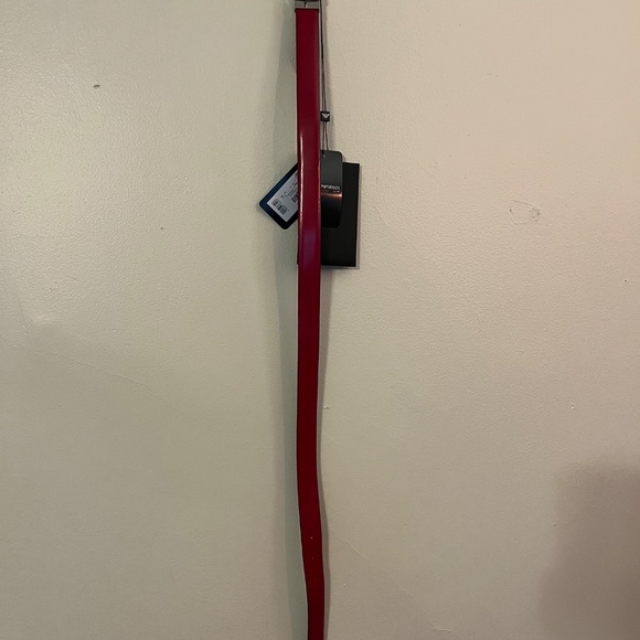 Emporio Armani Red Brushed Leather / Black Reversible Belt with Silver Buckle Emporio Armani Red Brushed Leather / Black Reversible Belt  main image 2